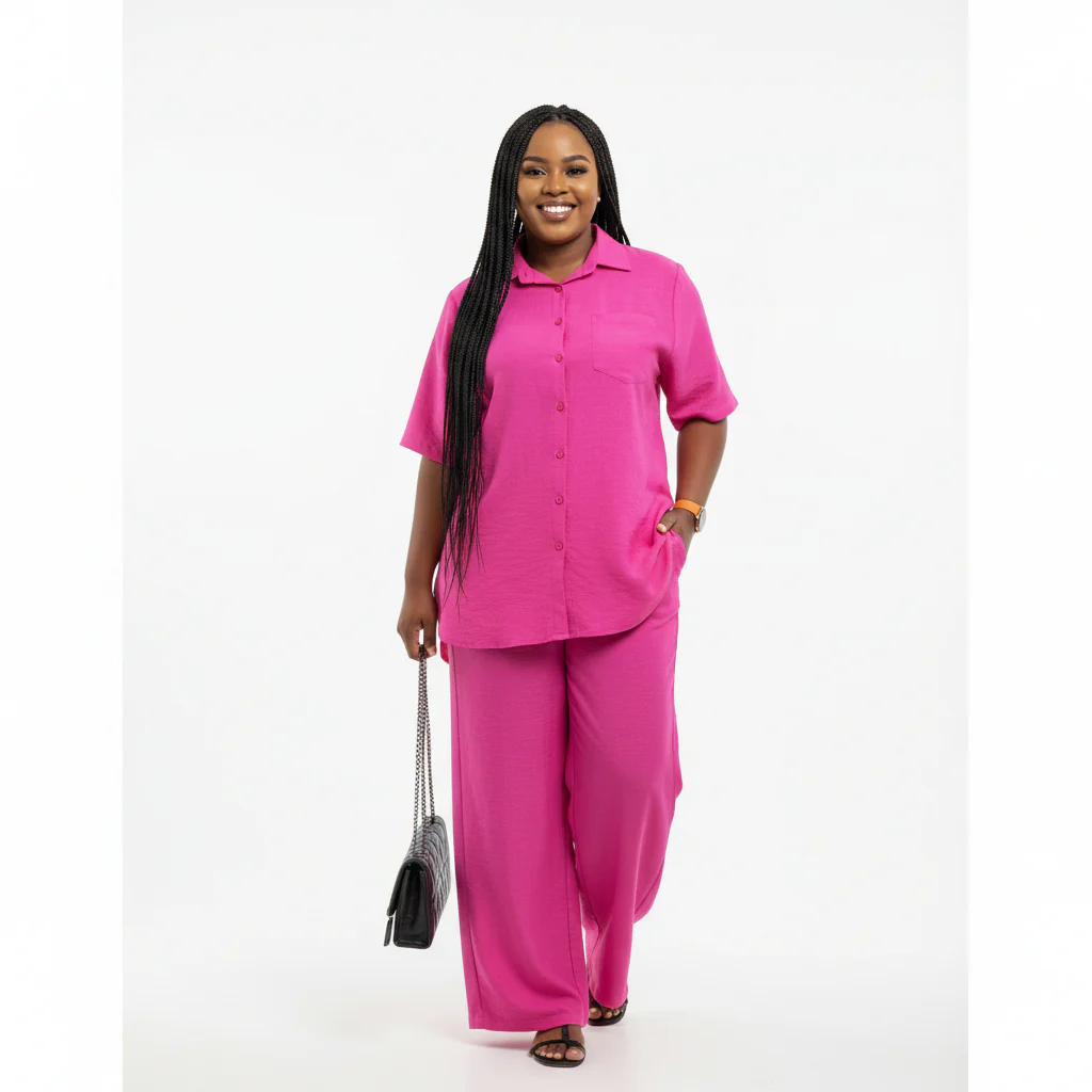 Women's Irregular Top & Wide Pants Set. - Image 2