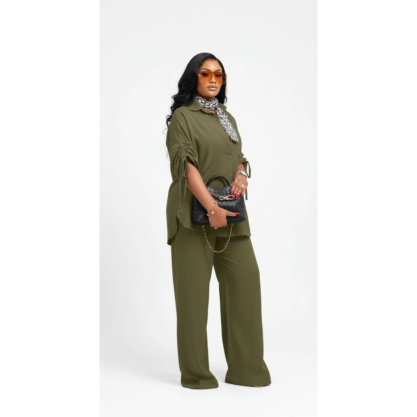 Irregular Adgustable Top & Wide Straight Long Pants Set. - Image 3