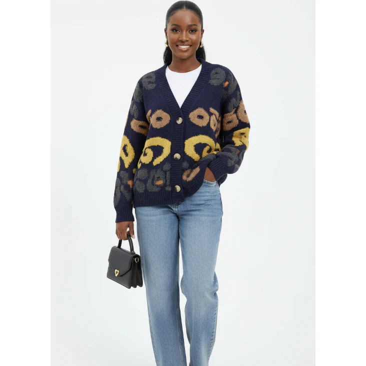 Women's Knitted Abstract Cardigan Top