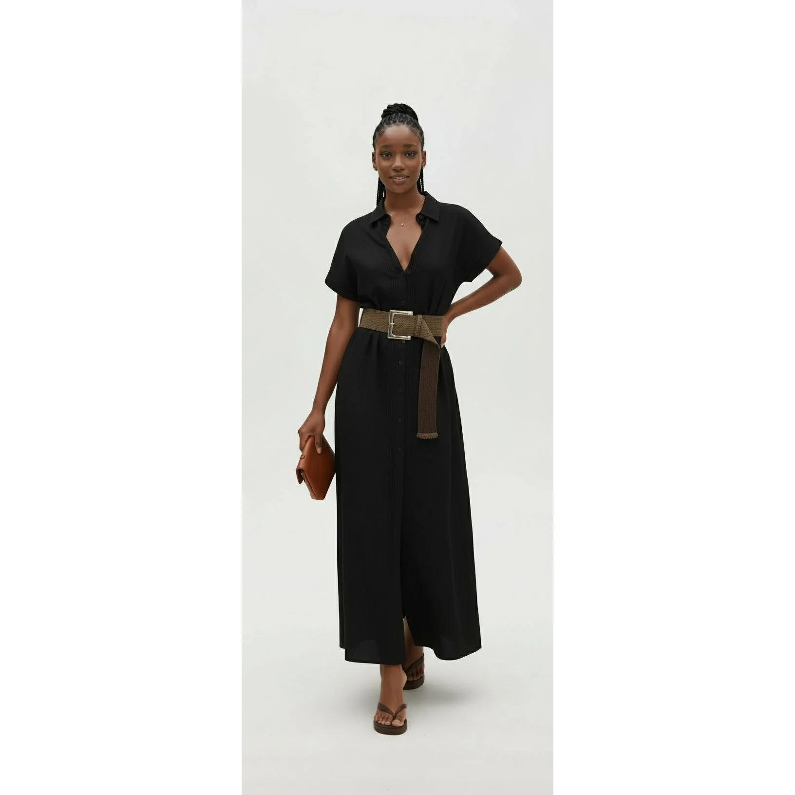 Women's Linen Blend Shirt Dress - Image 3