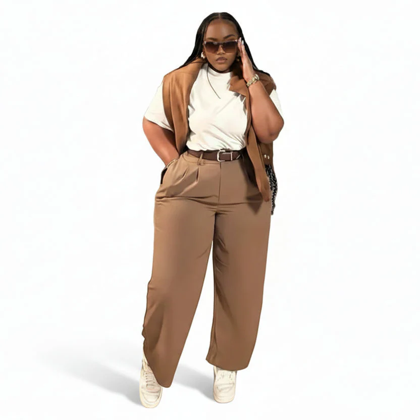 Women's Long Pallazzo Straight-Leg Trousers - Image 5