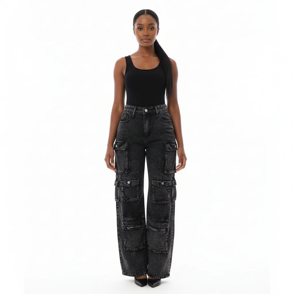Women's Loose Fit Casual Jeans With Large Flap Pockets. - Image 2