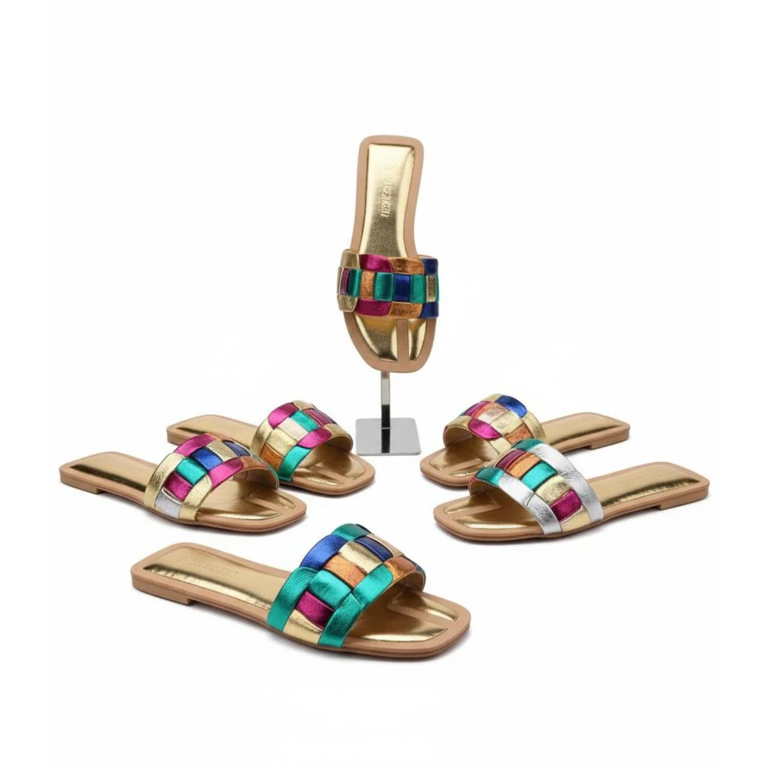 Women's Multi-Coloured Weave Sandals - Image 6