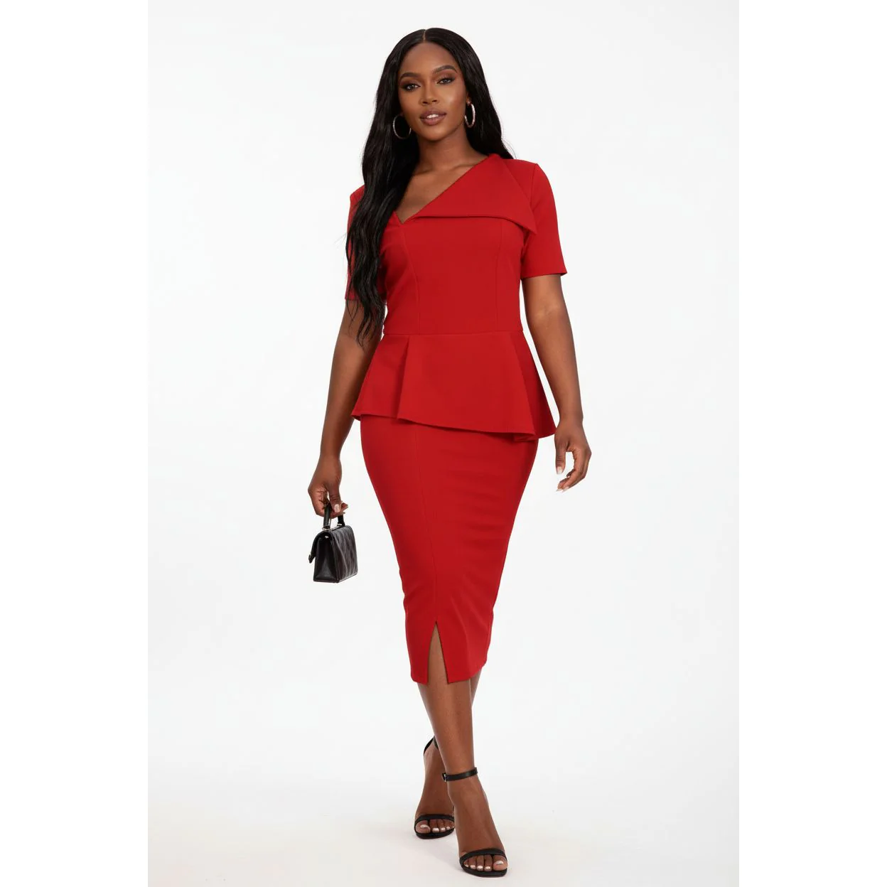 Women's Peplum Bodycon Slit Dress - Image 3