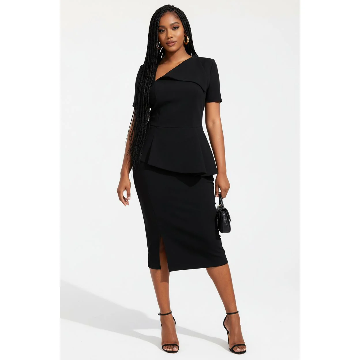 Women's Peplum Bodycon Slit Dress - Image 4