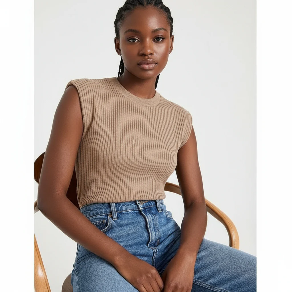 Women's Plain Color Casual Sleeveless Sweater Vest Top - Image 5