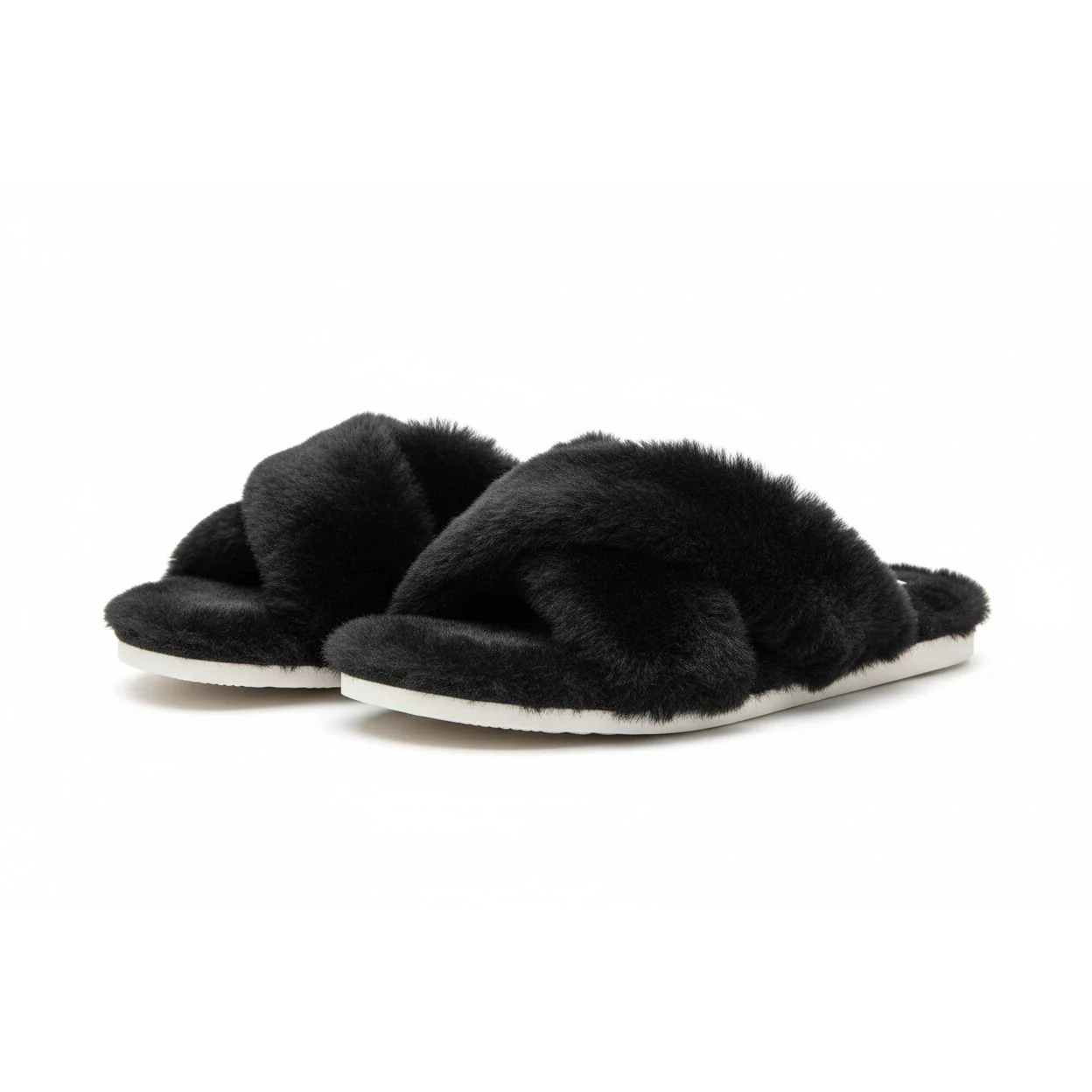 Women's Plush Criss-Cross Strap Slippers - Image 2