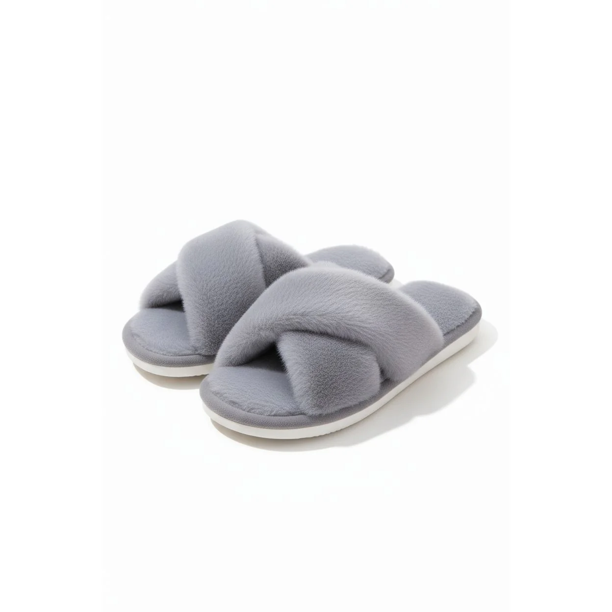 Women's Plush Criss-Cross Strap Slippers - Image 3