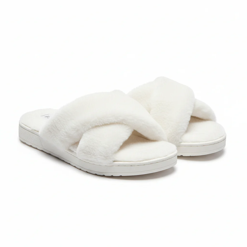 Women's Plush Criss-Cross Strap Slippers - Image 4