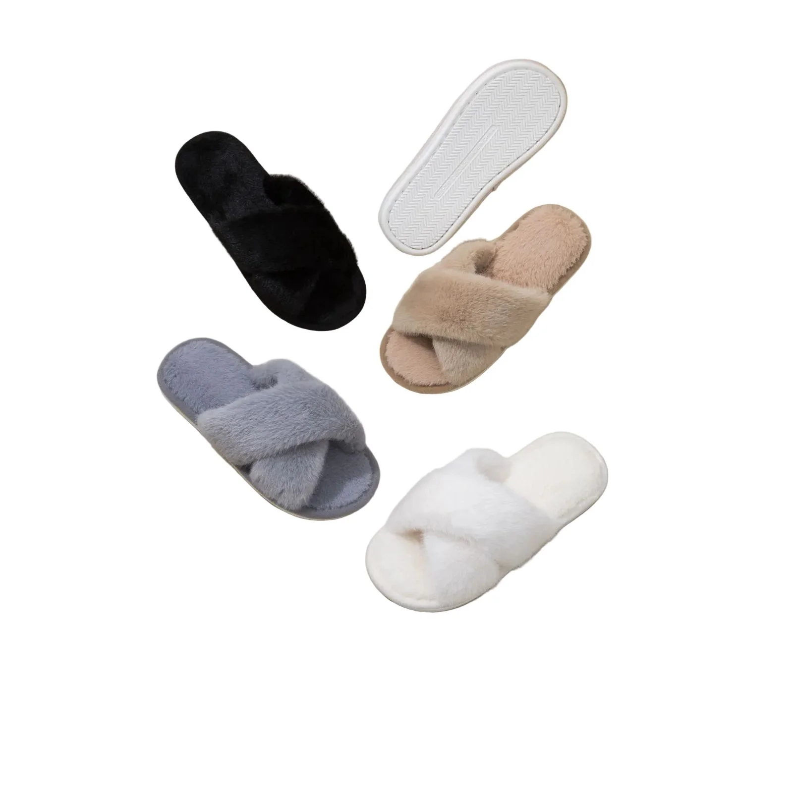 Women's Plush Criss-Cross Strap Slippers - Image 5