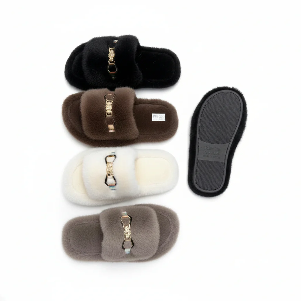 women's plush faux fur slippers - Image 4