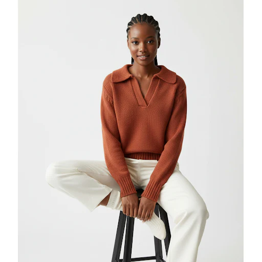 Women's polo collar loose knitted sweater tops - Image 3
