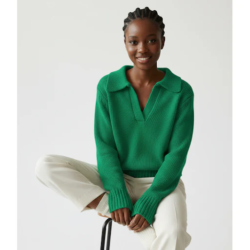 Women's polo collar loose knitted sweater tops - Image 5