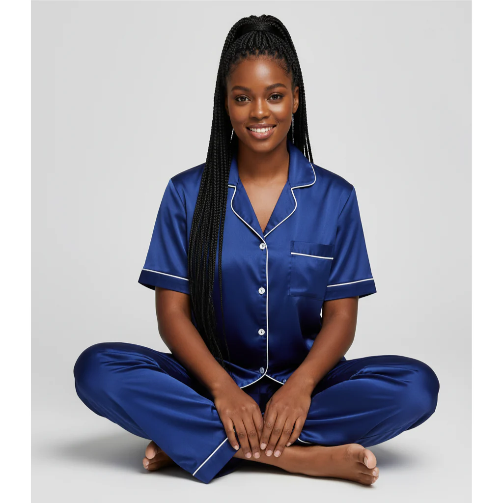 Women’s Satin Pyjama Set – Luxury Short Sleeve Sleepwear - Image 5
