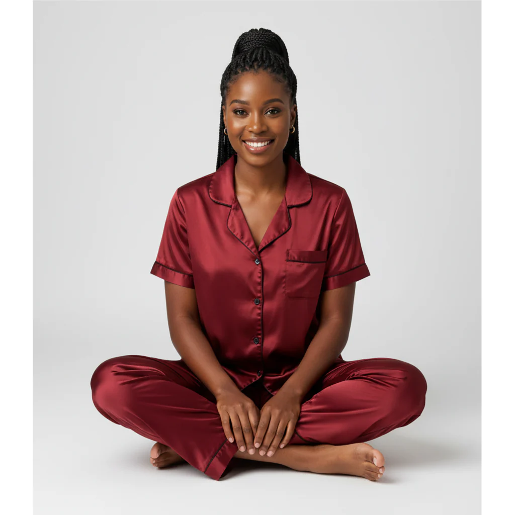Women’s Satin Pyjama Set – Luxury Short Sleeve Sleepwear - Image 7