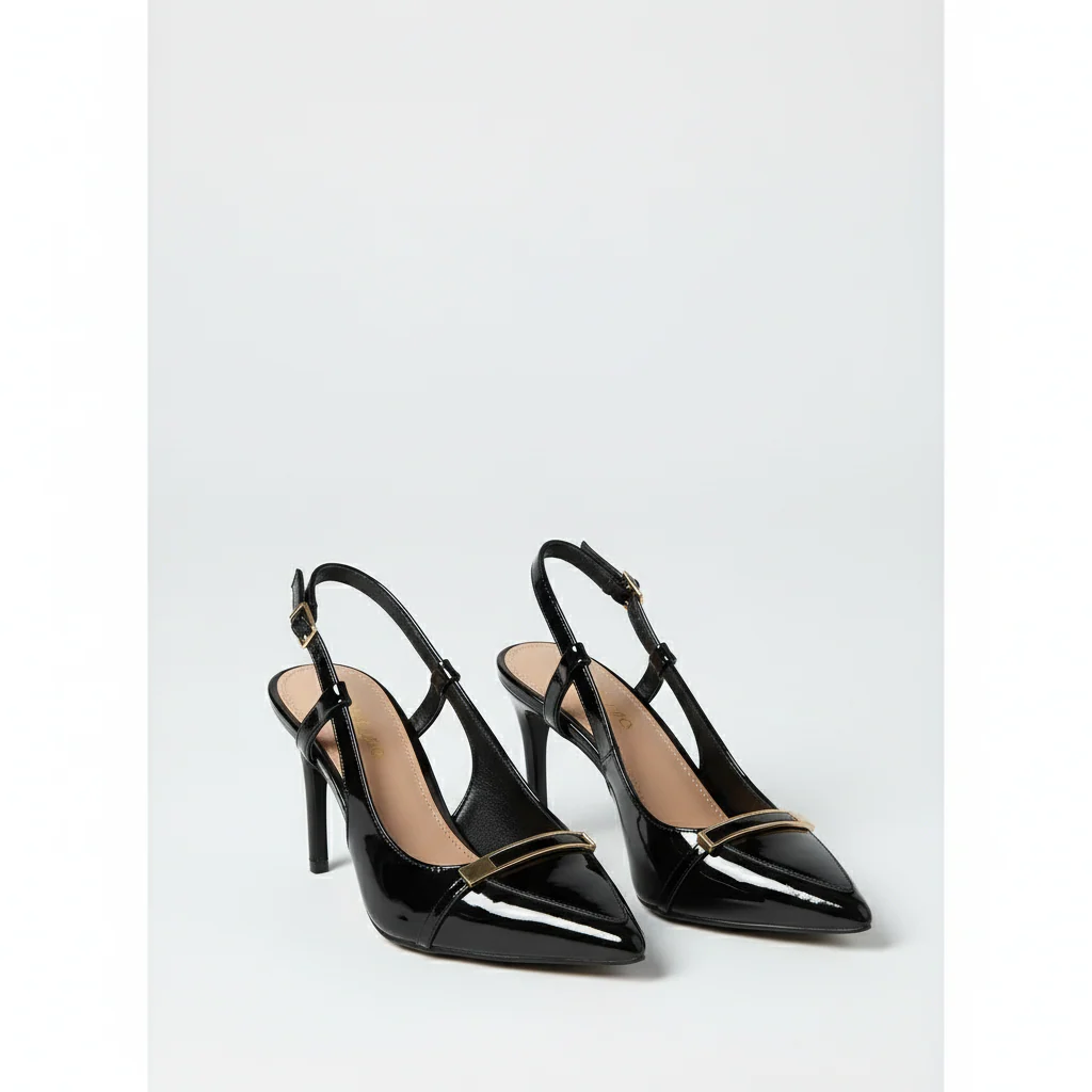 Womens Slingback Pump Heels with Buckle Detail - Image 3