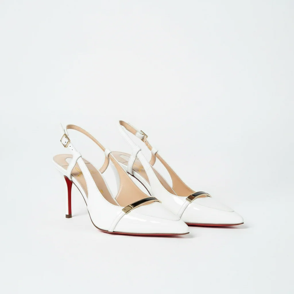 Womens Slingback Pump Heels with Buckle Detail - Image 9
