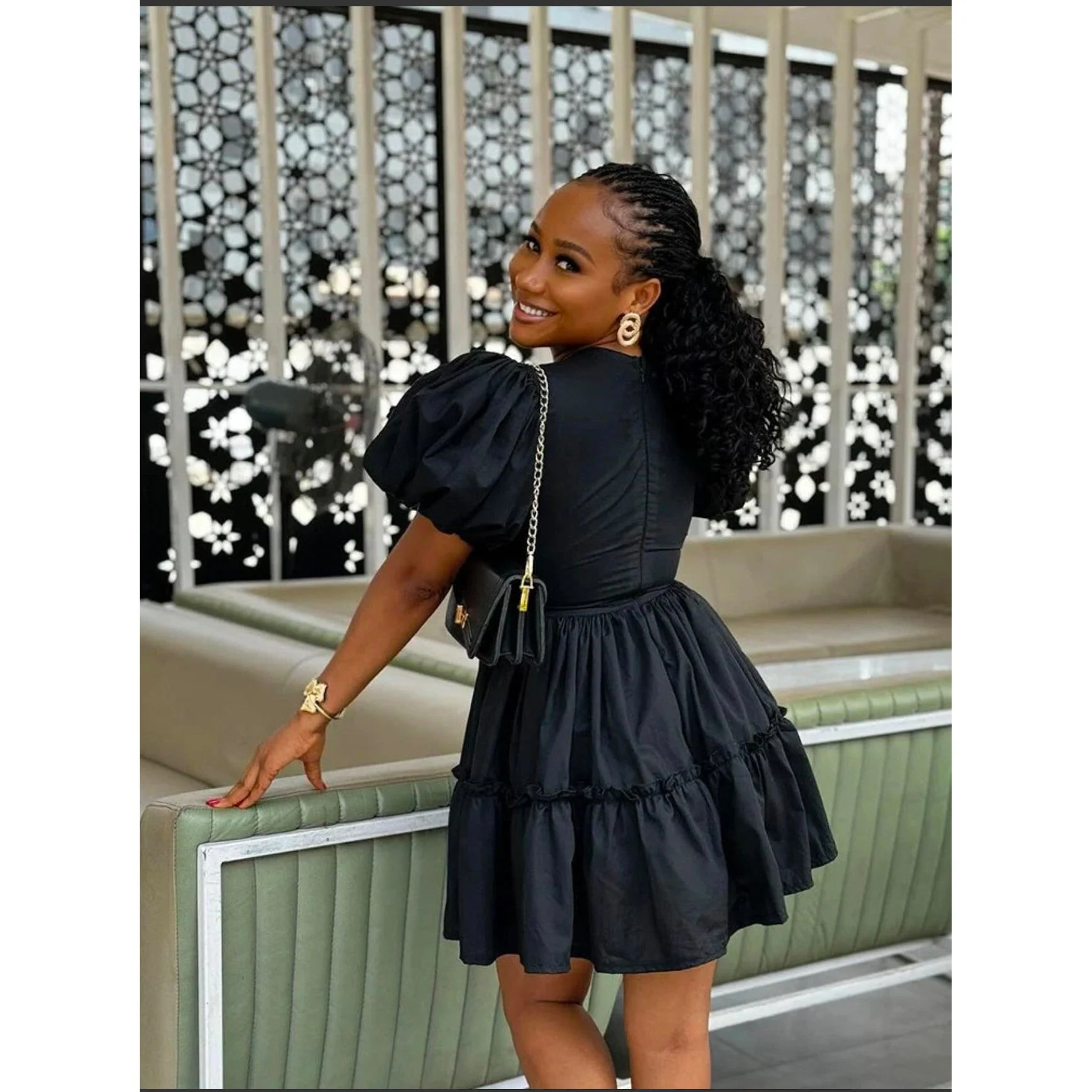 Casual Lantern Sleeve Short Dress. - Image 2