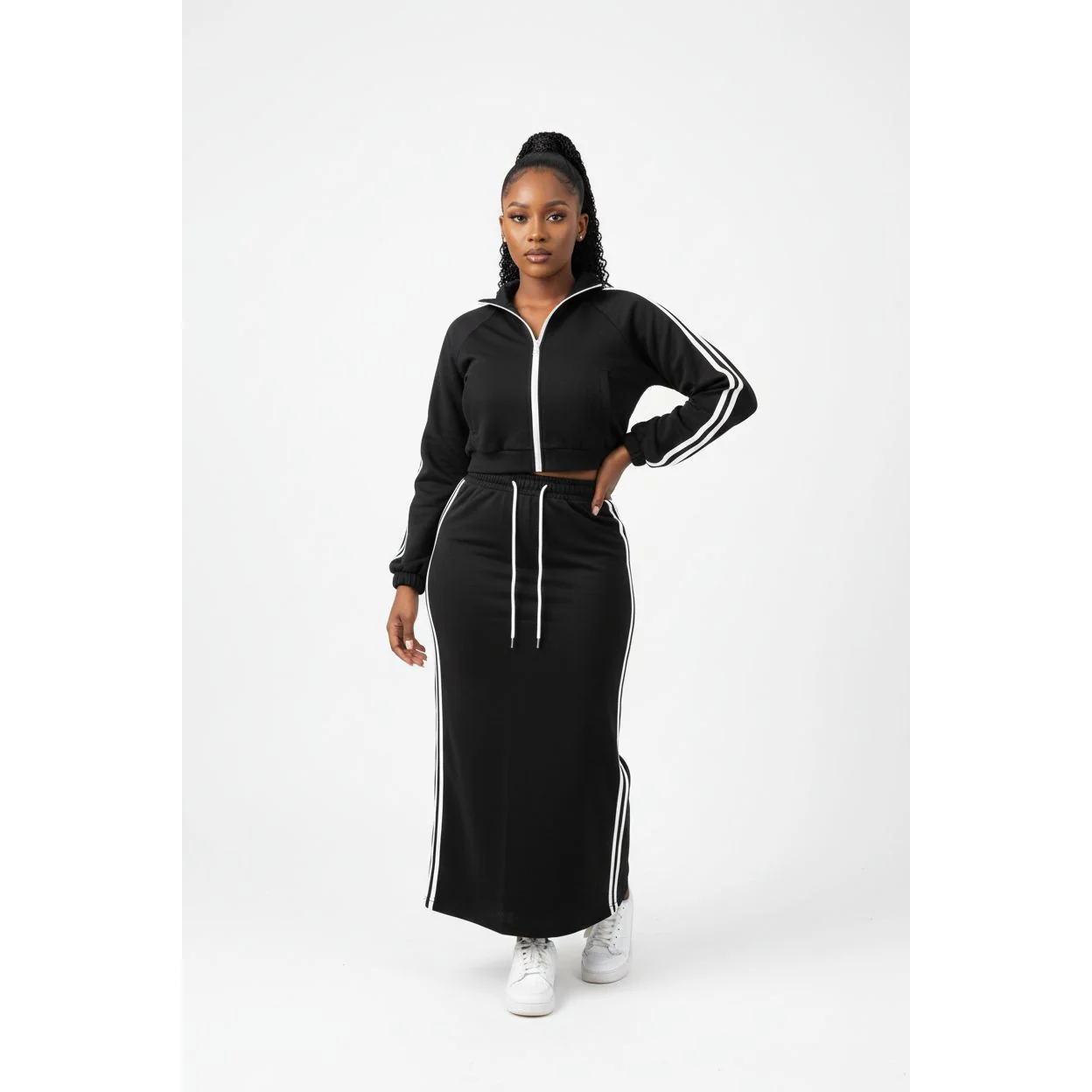 Women's Stylish Vertical Stripe Two-Piece Set