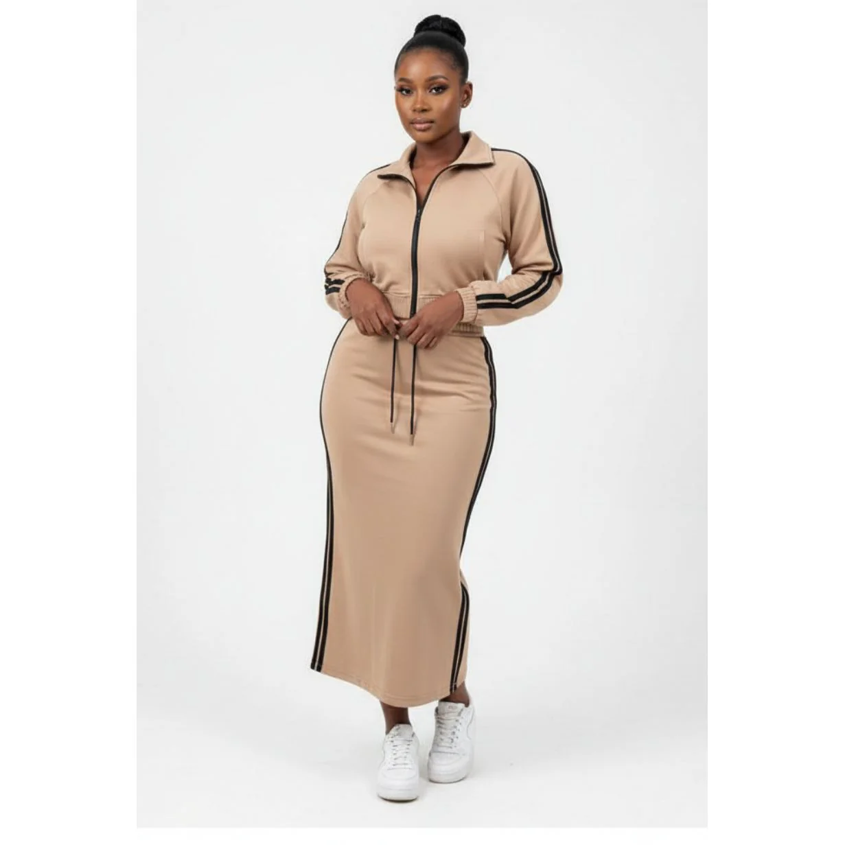 Women's Stylish Vertical Stripe Two-Piece Set - Image 2