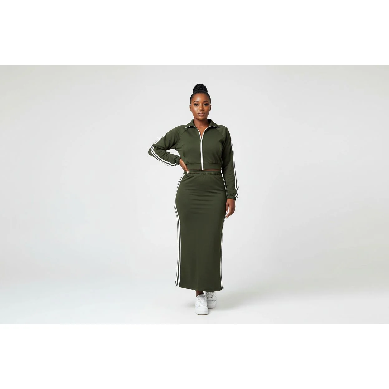 Women's Stylish Vertical Stripe Two-Piece Set - Image 4