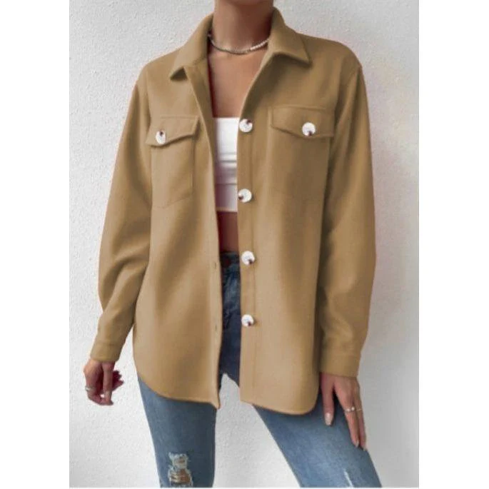 Women's Textured Flap Pocket Buttoned Jacket - Image 3