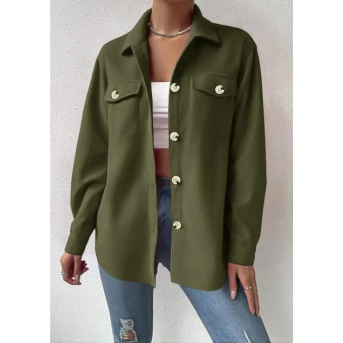 Women's Textured Flap Pocket Buttoned Jacket - Image 4
