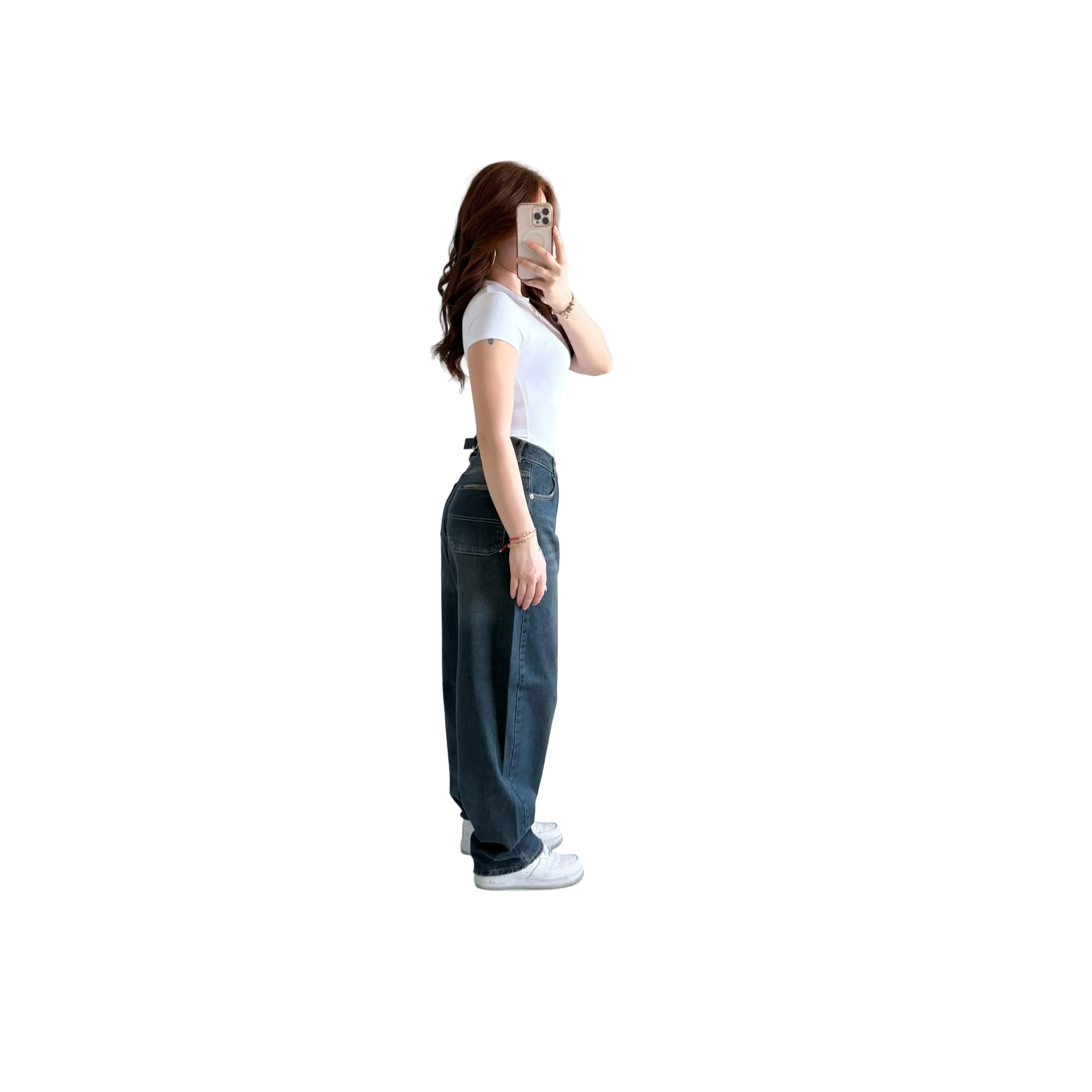 Women's Waist Buckle Baggy Jeans - Image 4