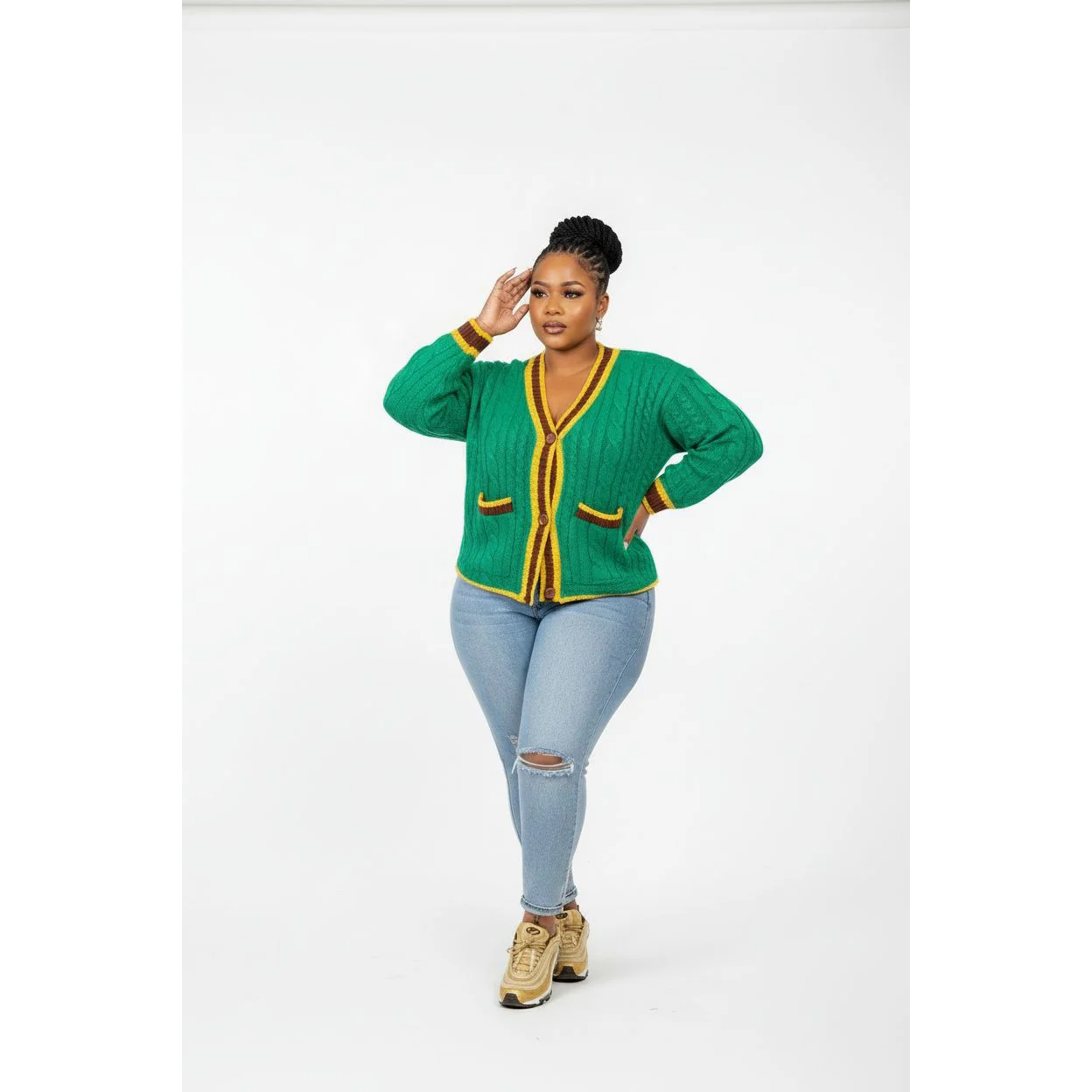 Wool Blend Fuzzy Knit Cardigan - Image 3