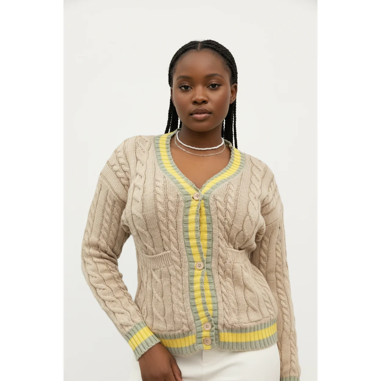 Wool Blend Fuzzy Knit Cardigan - Image 6