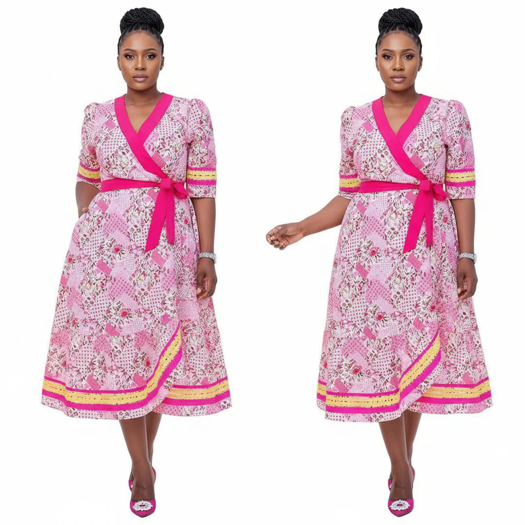 Wrap Around Pocket African Traditional Dress - Image 2