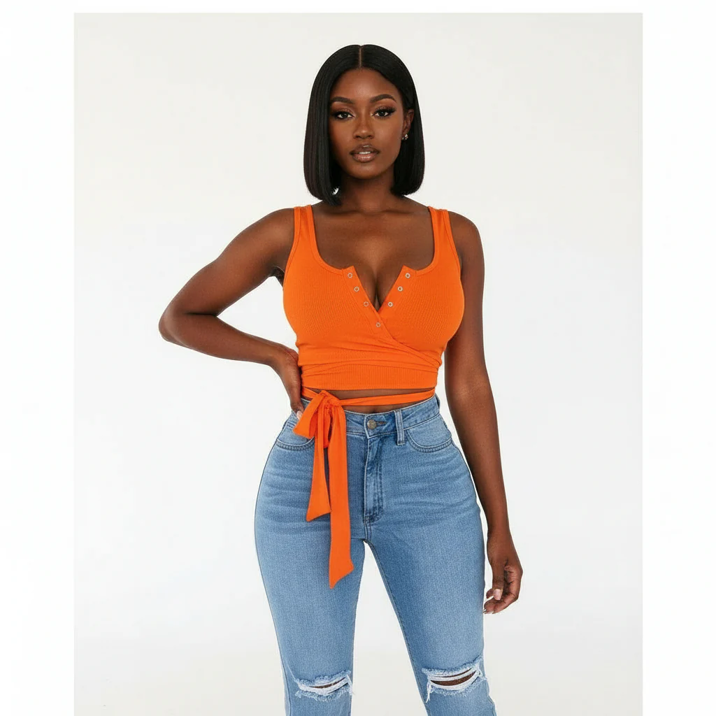 Wrap around V-Neck Crop Top  - Image 6