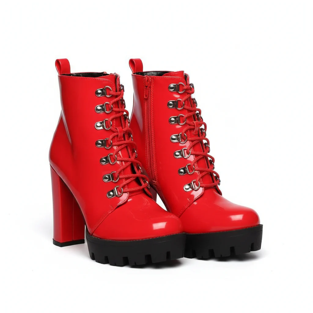 Lace-up High Heel Ankle Boots. - Image 2