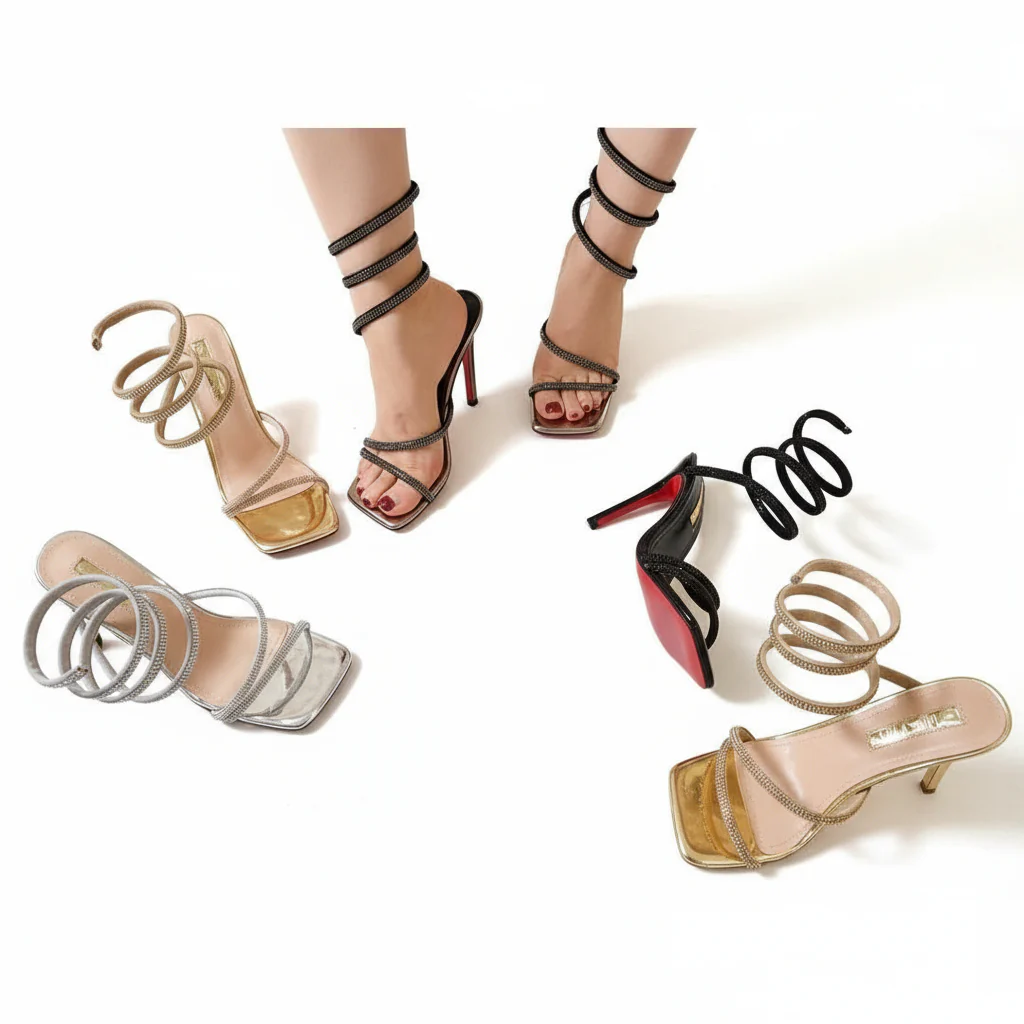 Spiral Handle Short Heel Sandals - Image 2