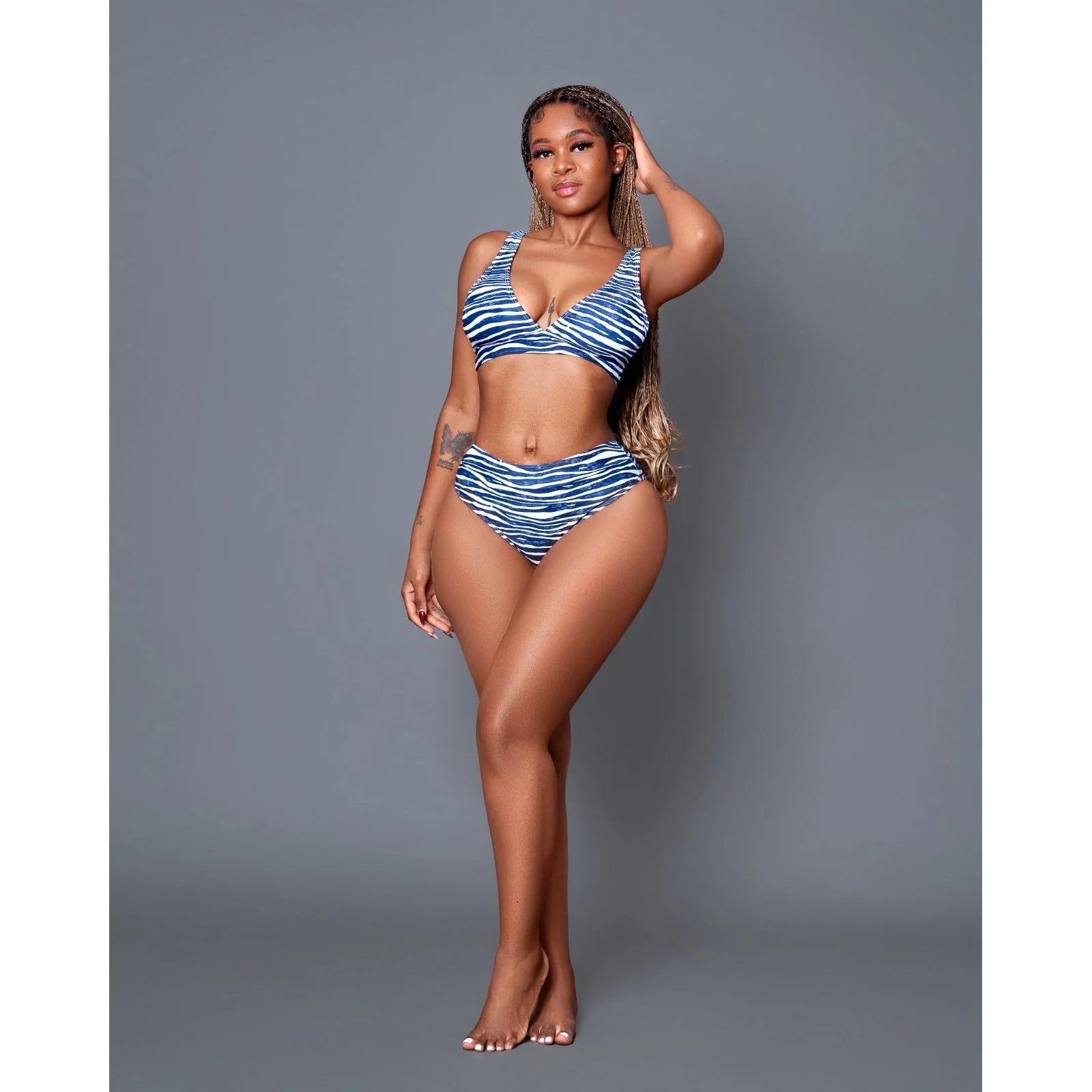 Zebra Printed High Waist Bikini Swimsuit Set. - Image 2