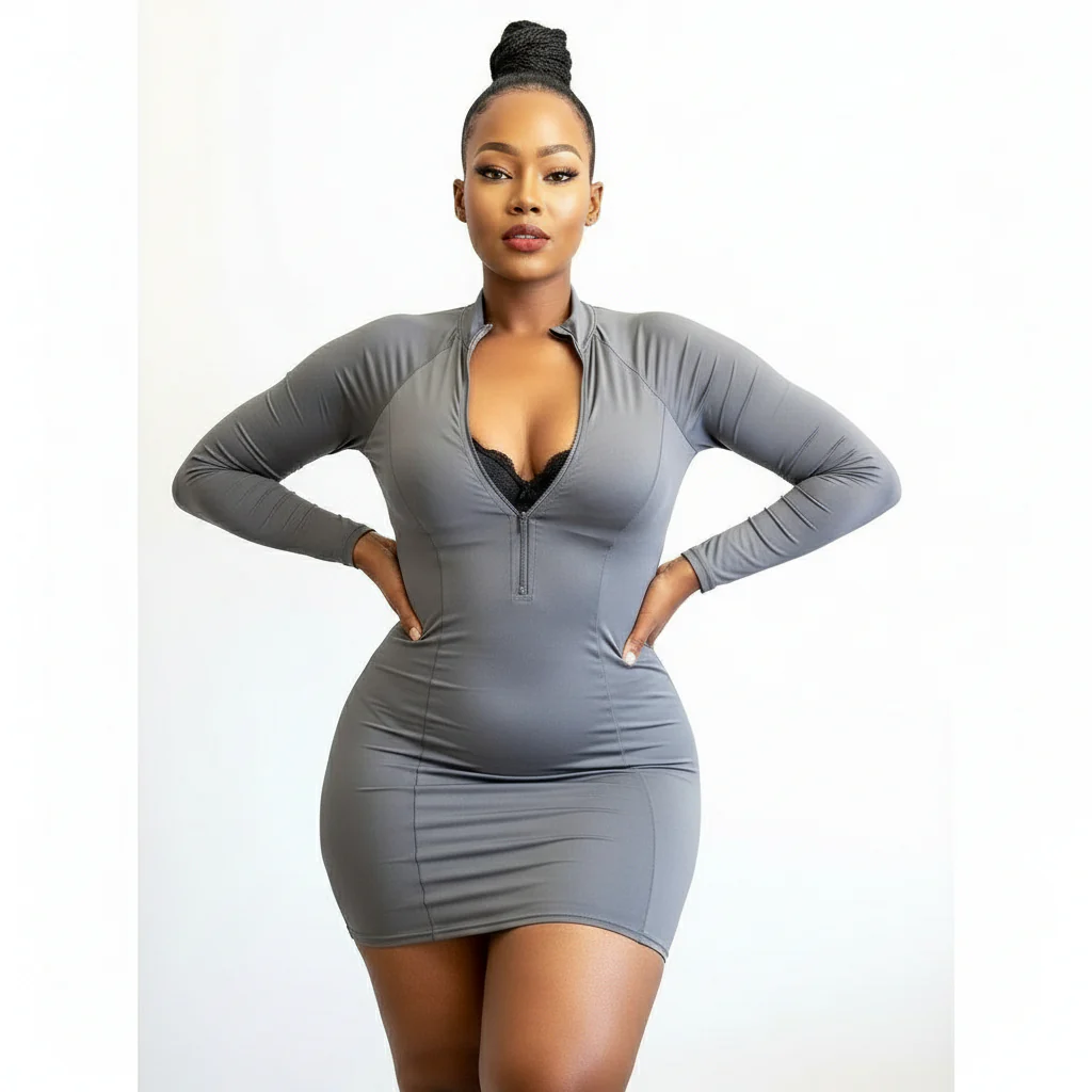 Zipper Bodycon Dress - Image 4