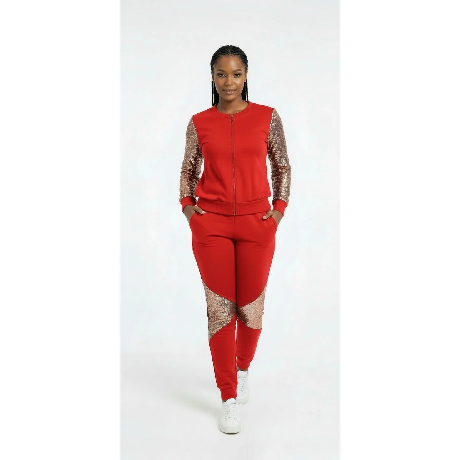 Zipper Top And Pants Casual Winter 2 Piece Set - Image 4